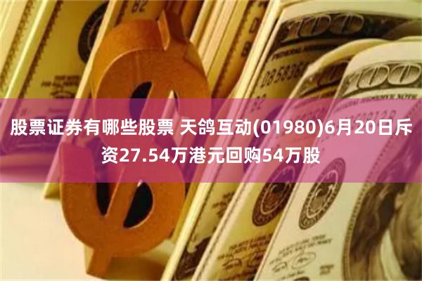 股票证券有哪些股票 天鸽互动(01980)6月20日斥资27.54万港元回购54万股