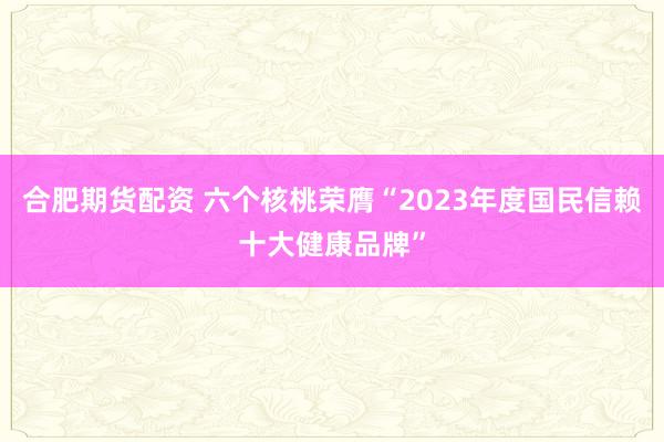 合肥期货配资 六个核桃荣膺“2023年度国民信赖十大健康品牌”